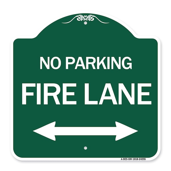Signmission Colorado Fire Lane W/ Bidirectional Arrow, Green & White Aluminum Sign, 18" x 18", GW-1818-24255 A-DES-GW-1818-24255 - main